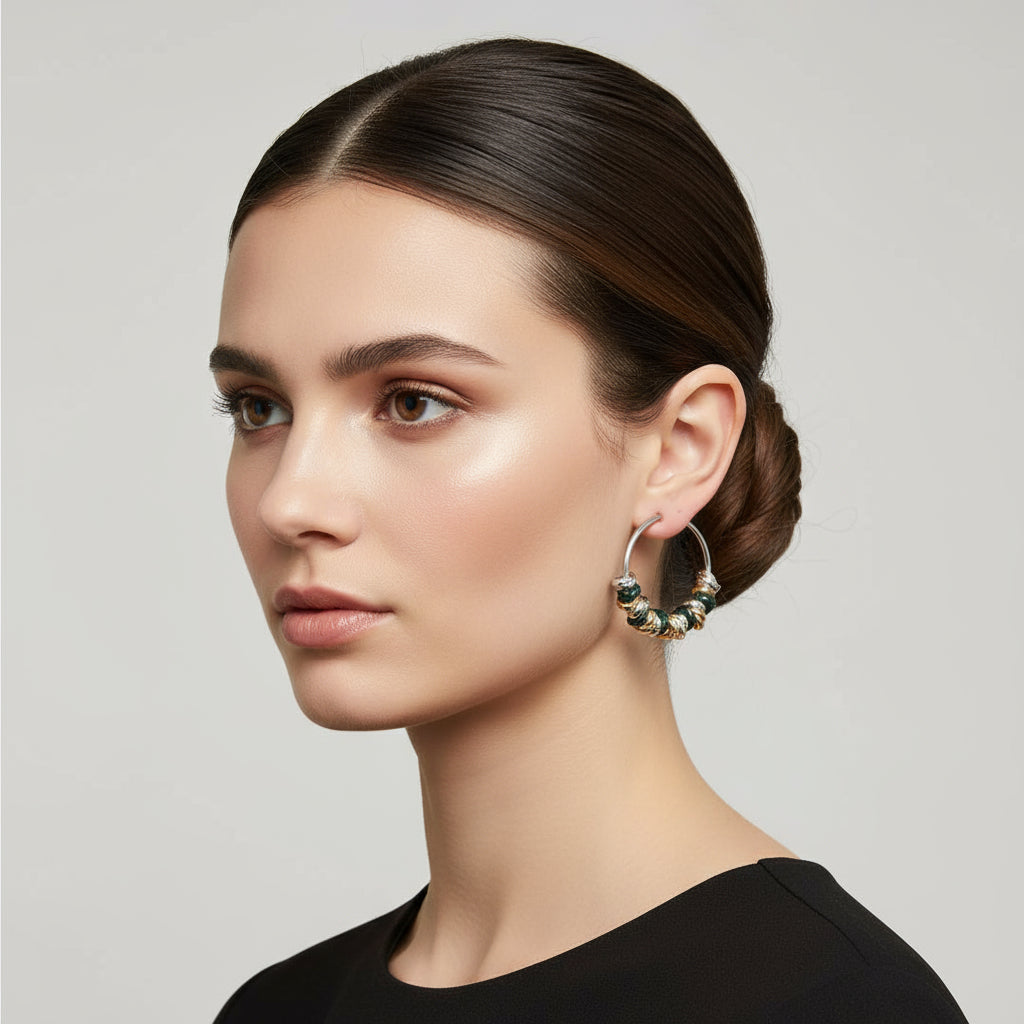 MANU TRICOLOR RONDELLE EARRINGS - LARGE - Carol & Co Jewelry