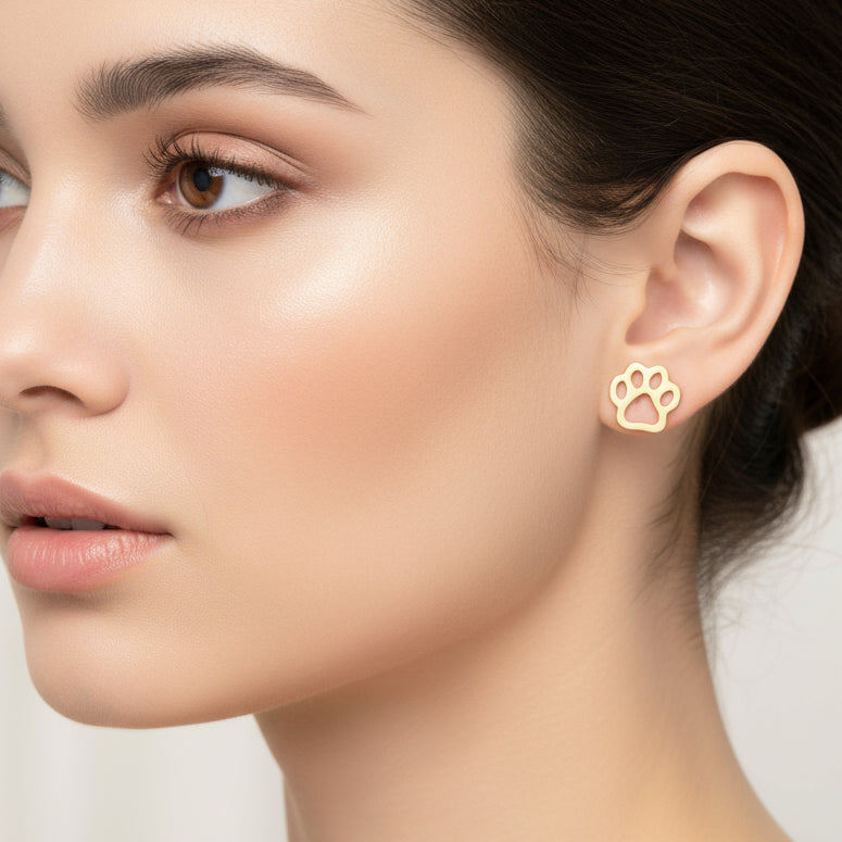 OLIVIA STAINLESS STEEL PAWS EARRINGS - Carol & Co Jewelry