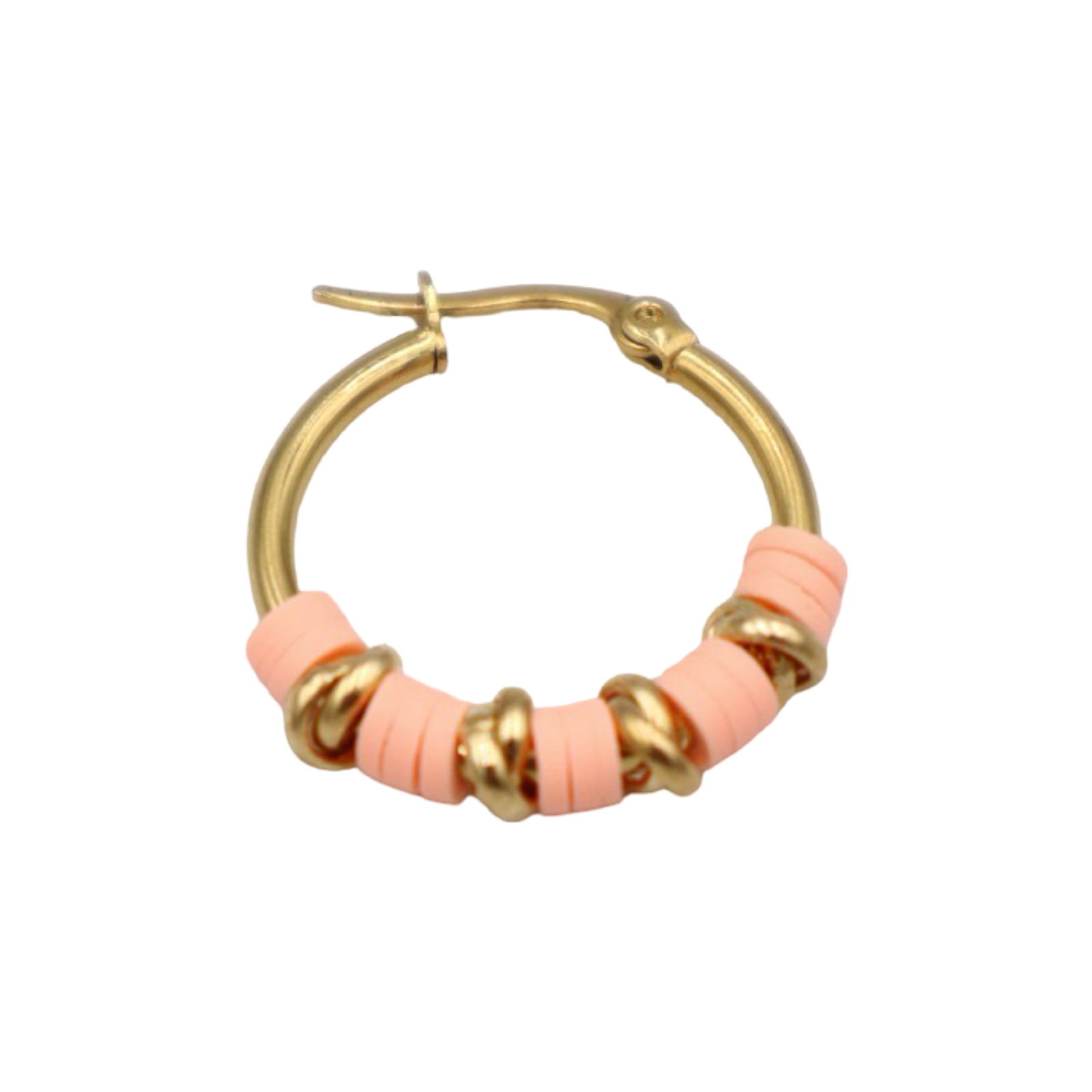 CARIBBEAN POLY-CLAY AND ALUMINUM WASHERS GOLD HOOP EARRINGS