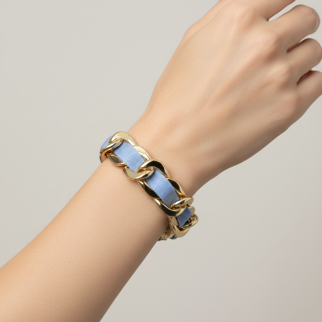EMILIA KIPPER BRASS AND LEATHER WIDE BRAIDED BRACELET