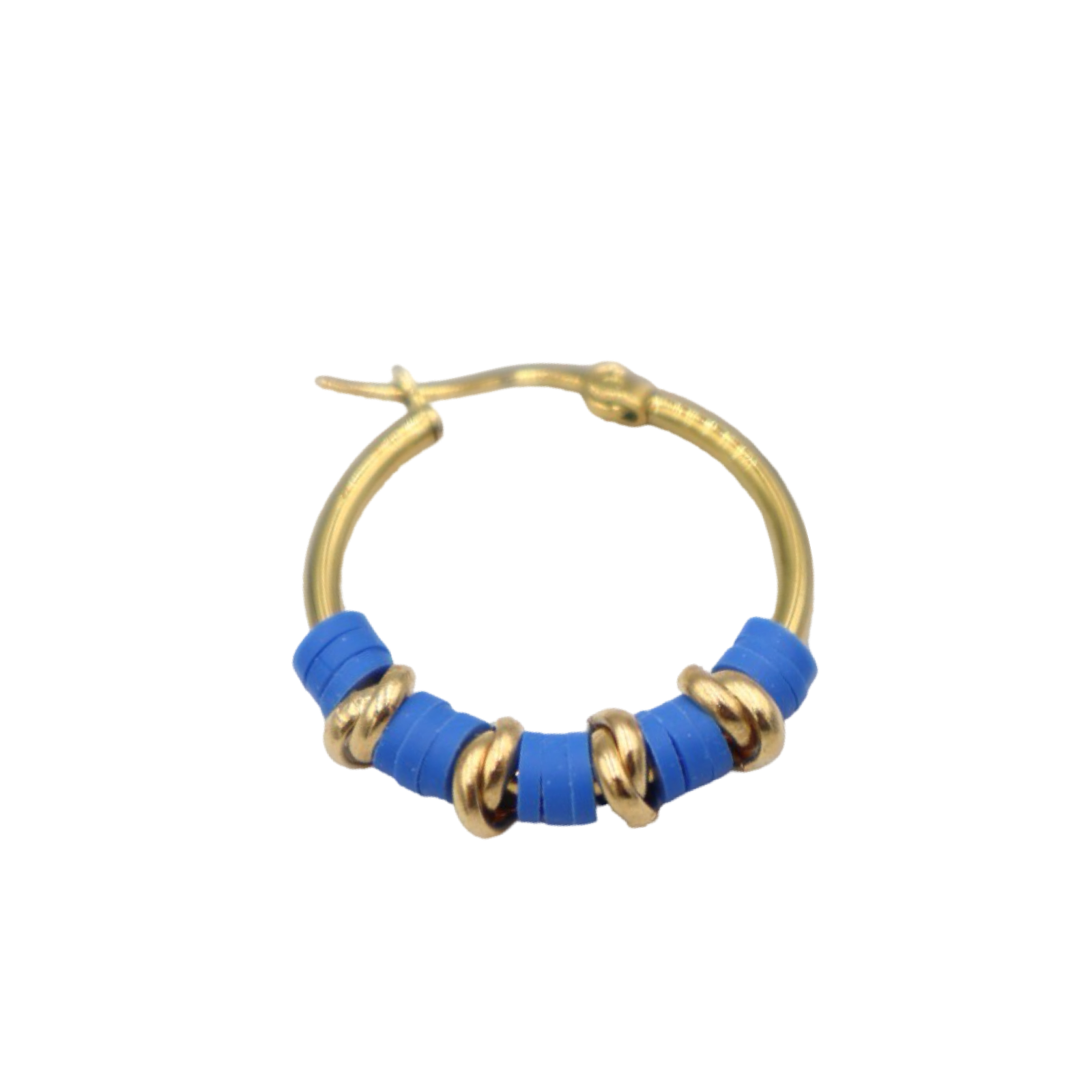 CARIBBEAN POLY-CLAY AND ALUMINUM WASHERS GOLD HOOP EARRINGS