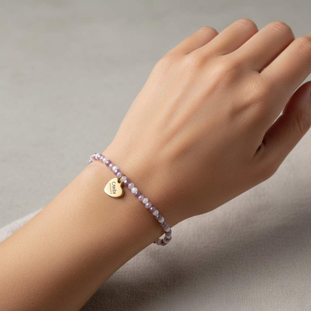 ISLA CORAL CRYSTAL BEADS ELASTIC BRACELET