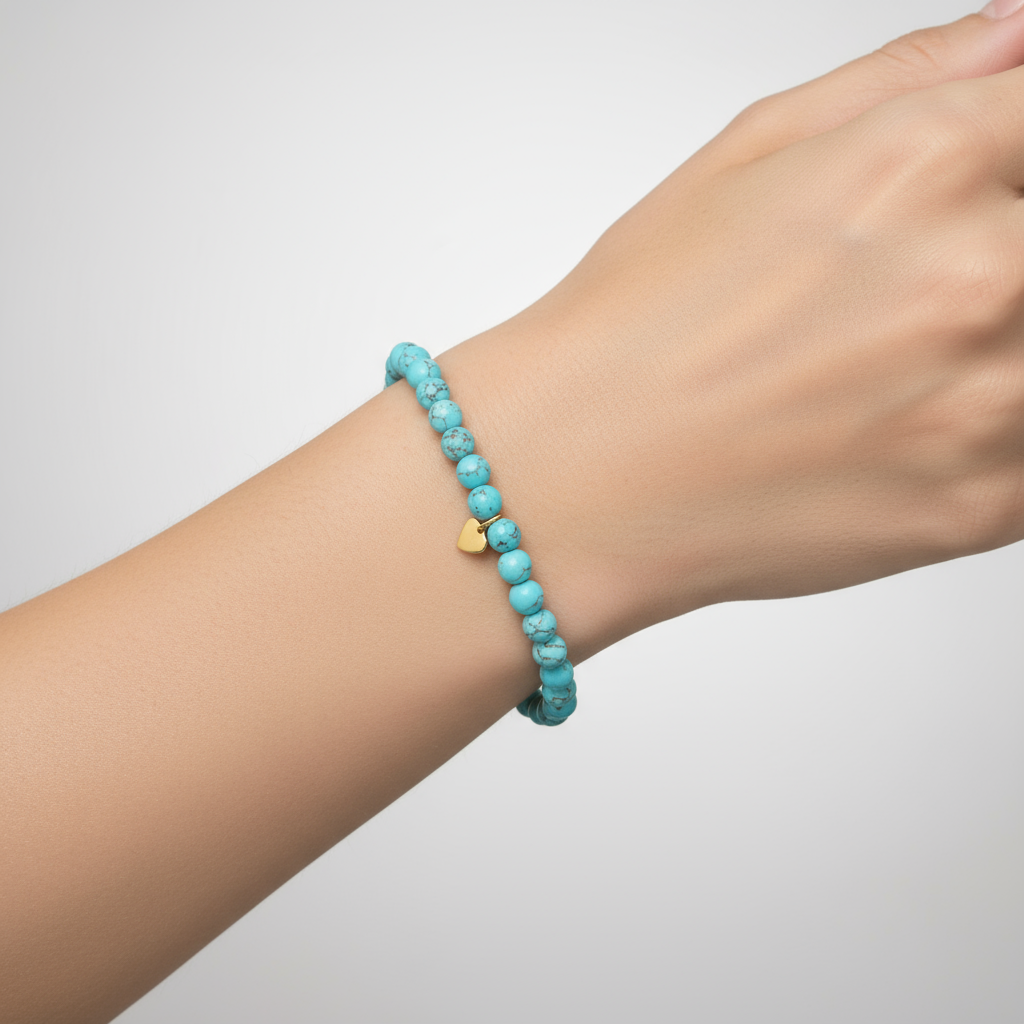 MARBLE GLASS BEADS ELASTIC BRACELET