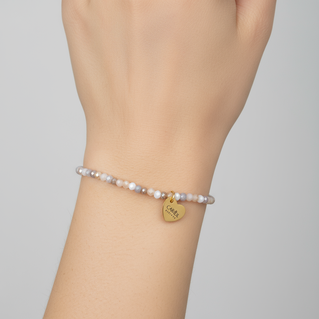 ISLA CORAL CRYSTAL BEADS ELASTIC BRACELET