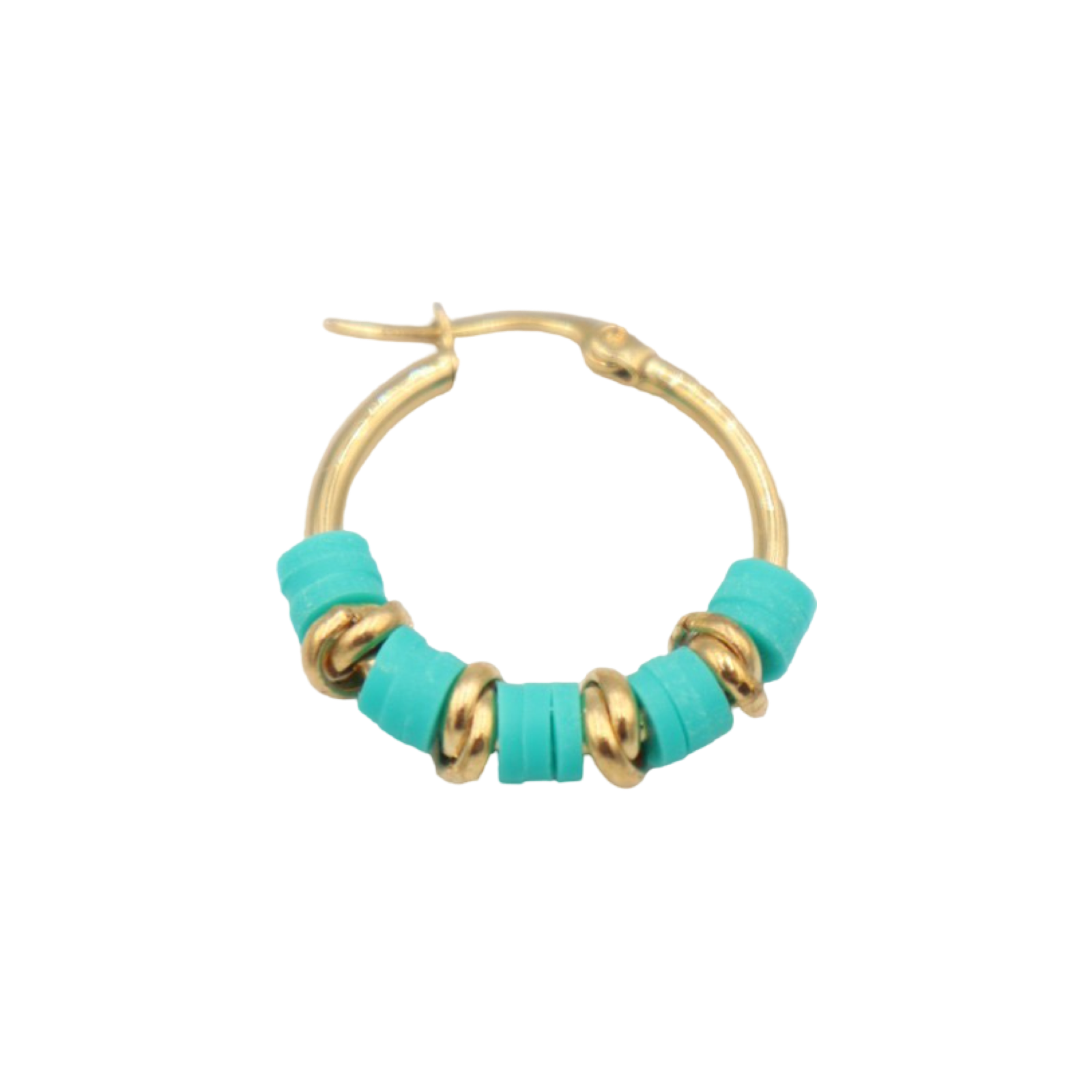 CARIBBEAN POLY-CLAY AND ALUMINUM WASHERS GOLD HOOP EARRINGS