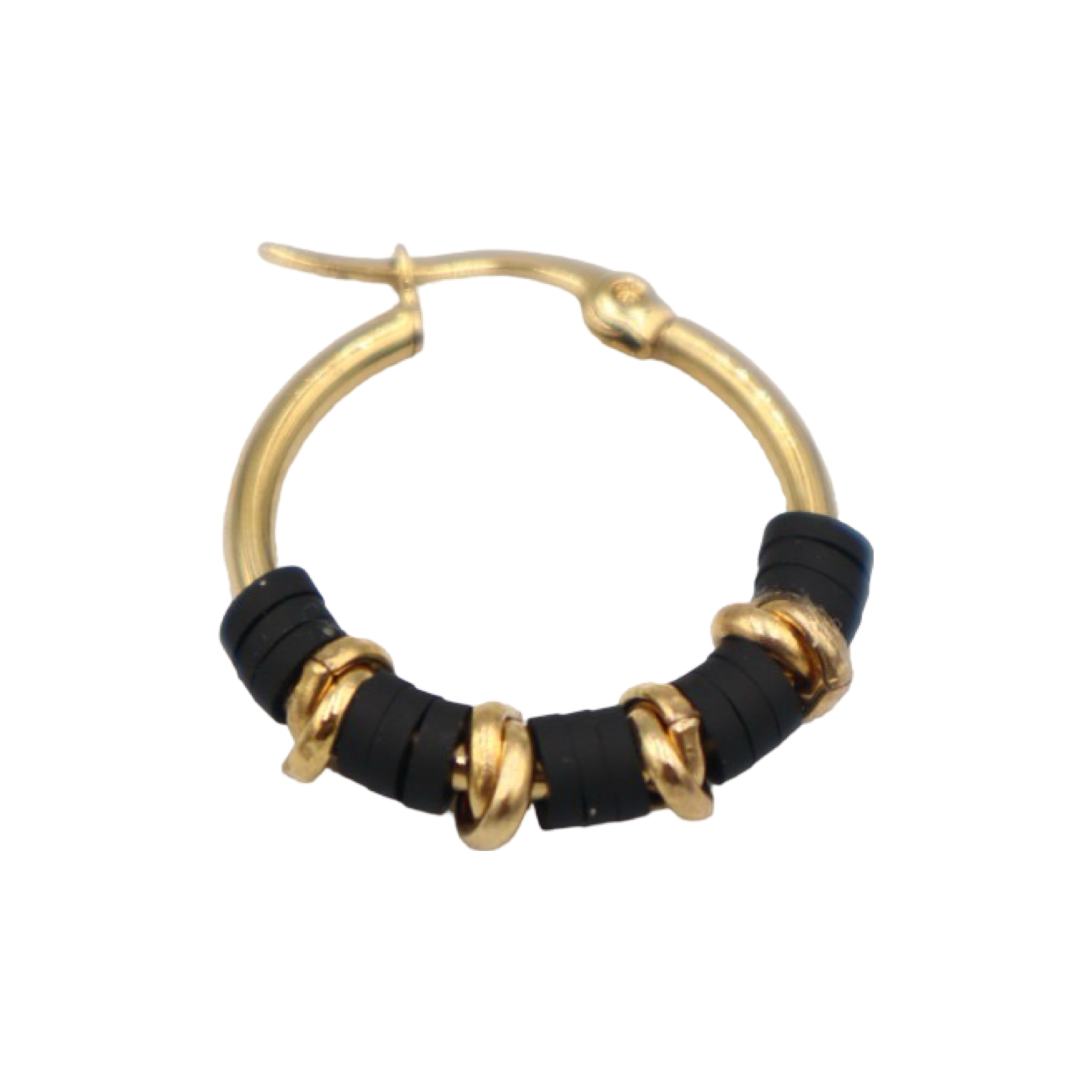 CARIBBEAN POLY-CLAY AND ALUMINUM WASHERS GOLD HOOP EARRINGS