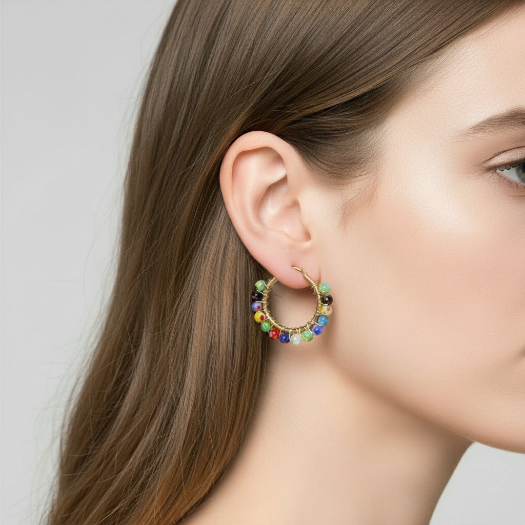 El YUNQUE FLOWER CRYSTAL BEADS EARRINGS