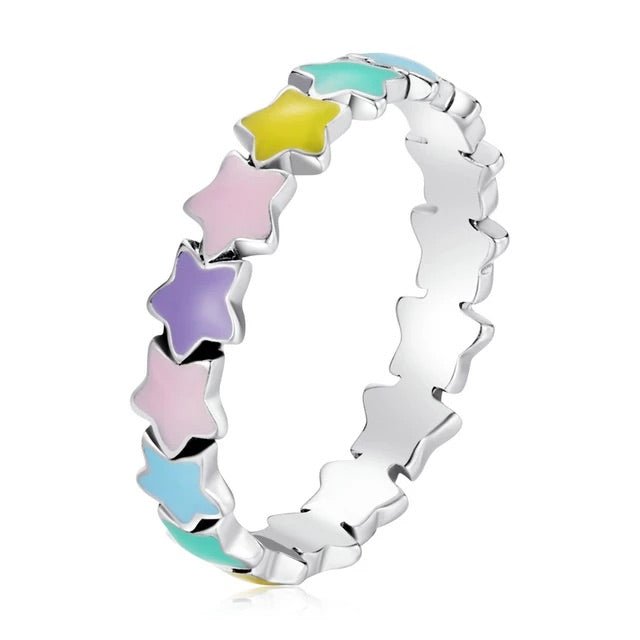 RAINBOW ENAMEL STARS RING - Carol & Co Jewelry