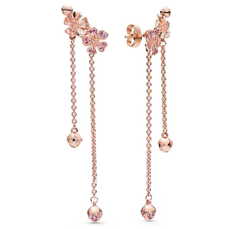 ROSE GOLD FLOWERS DANGLE EARRINGS - Carol & Co Jewelry