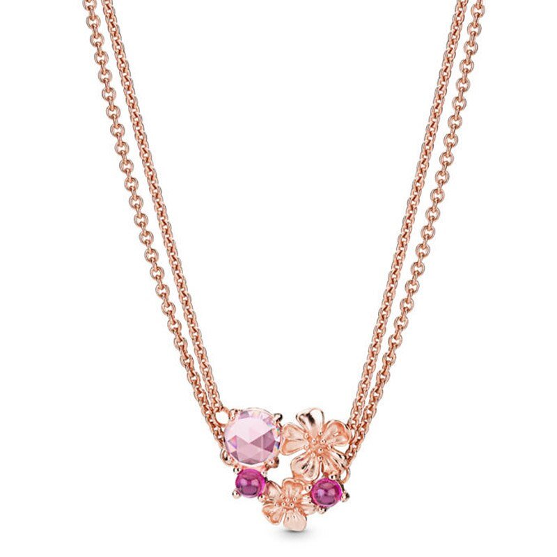 ROSE GOLD FLOWERS PENDANT NECKLACE - Carol & Co Jewelry