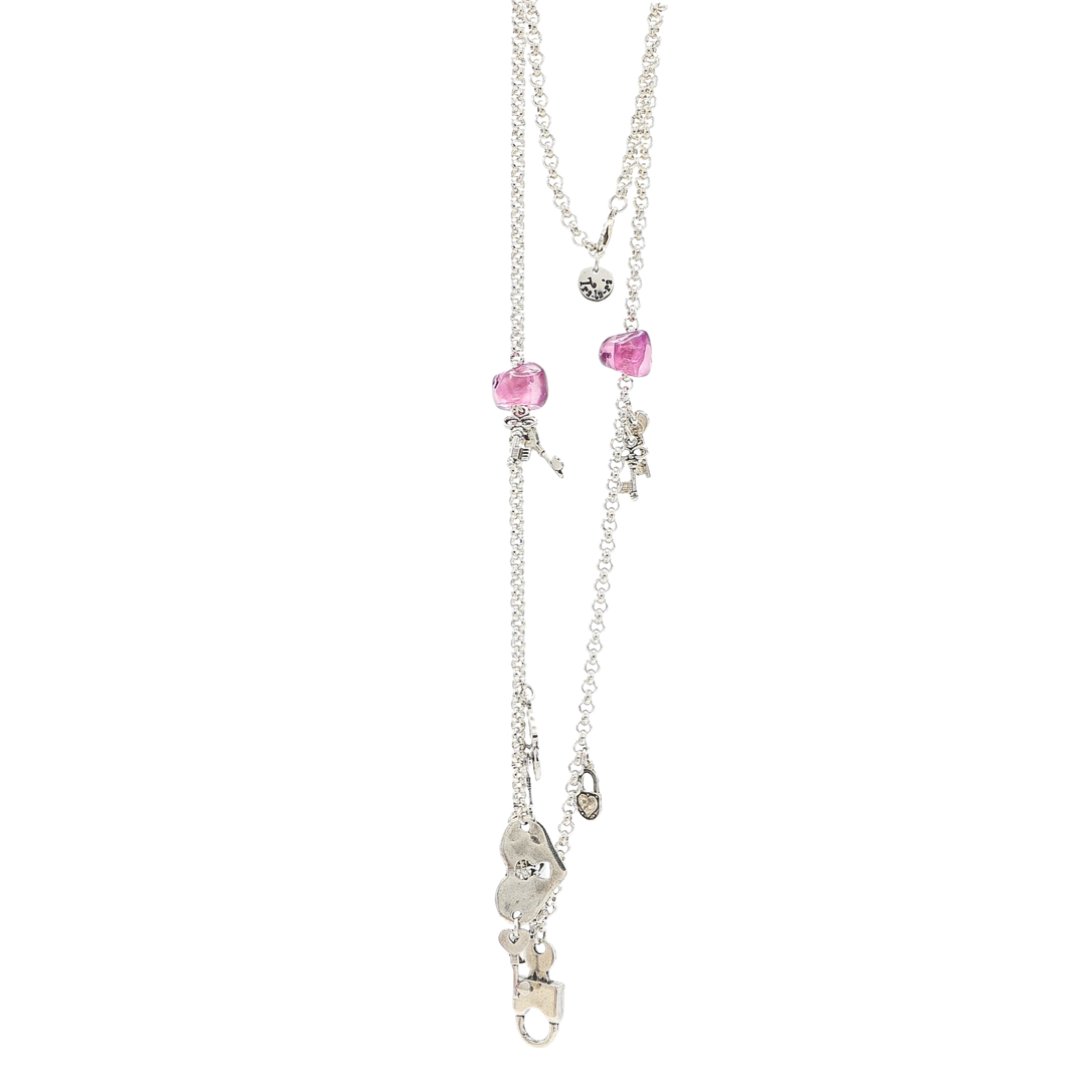 TRA-LA-RA AMORE HEARTS ROLO CHAIN NECKLACE - Carol & Co Jewelry