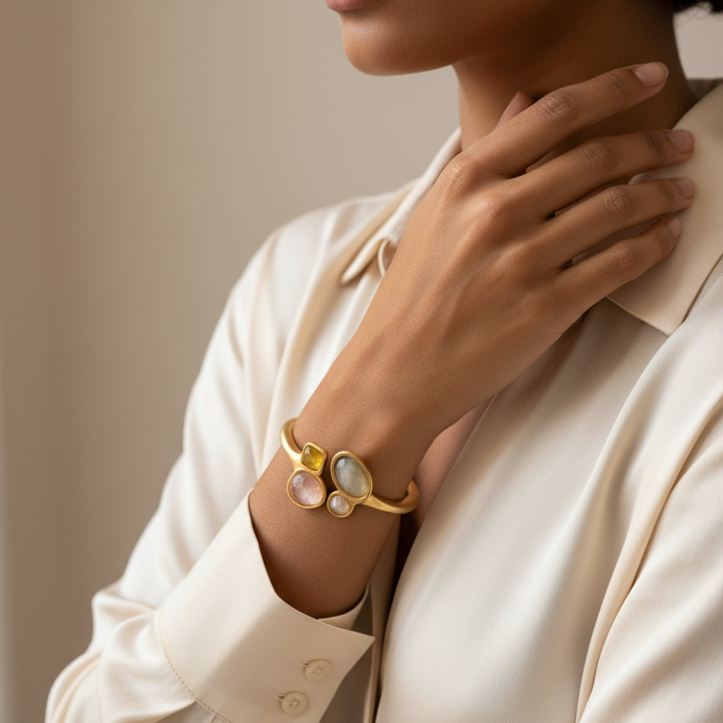 TRA-LA-RA FLOR MULTICOLOR CUFF BRACELET - Carol & Co Jewelry