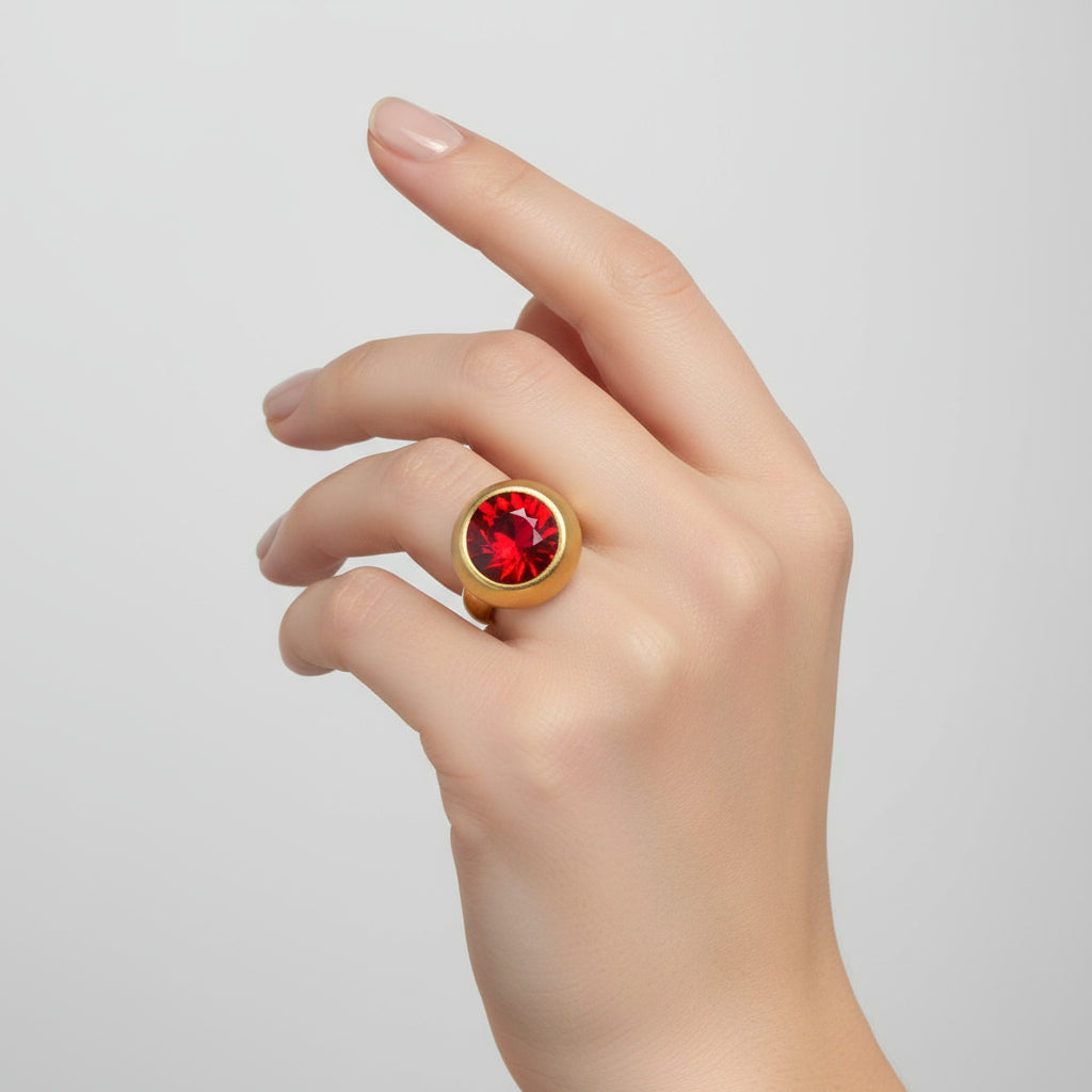 TRA-LA-RA STELAR RED CRYSTAL ADJUSTABLE RING - Carol & Co Jewelry