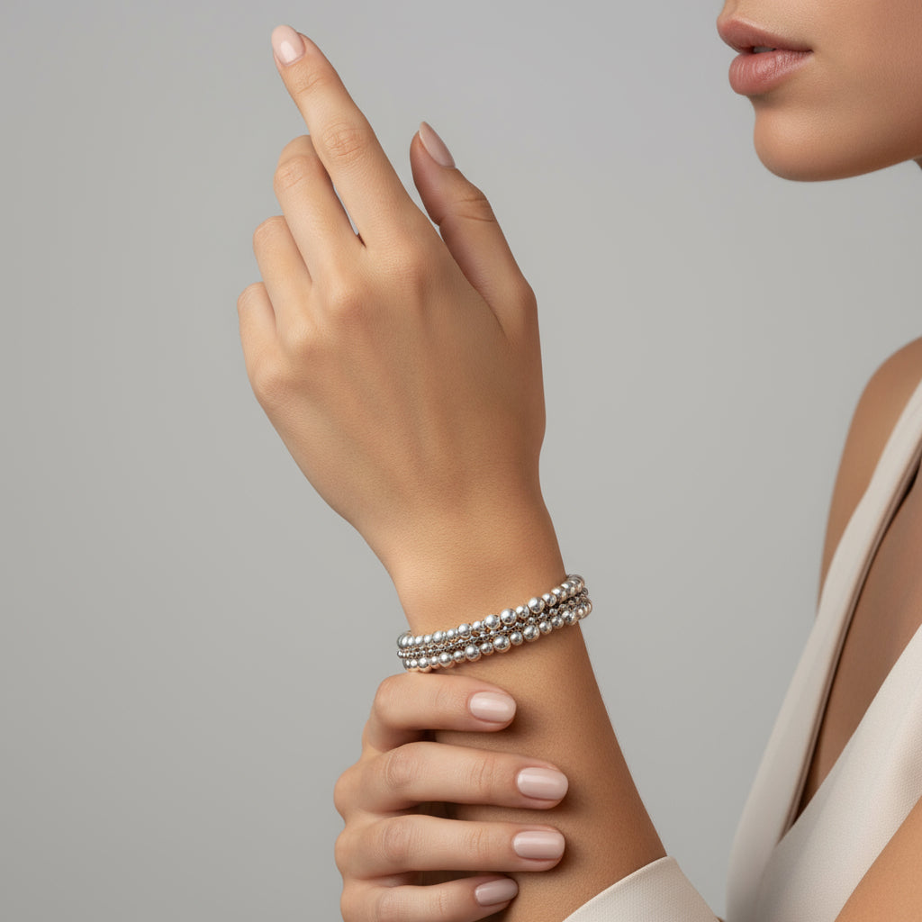 TRA-LA-RA UNISEX THREE LAYERED ZAMAK BEADS BRACELET - Carol & Co Jewelry