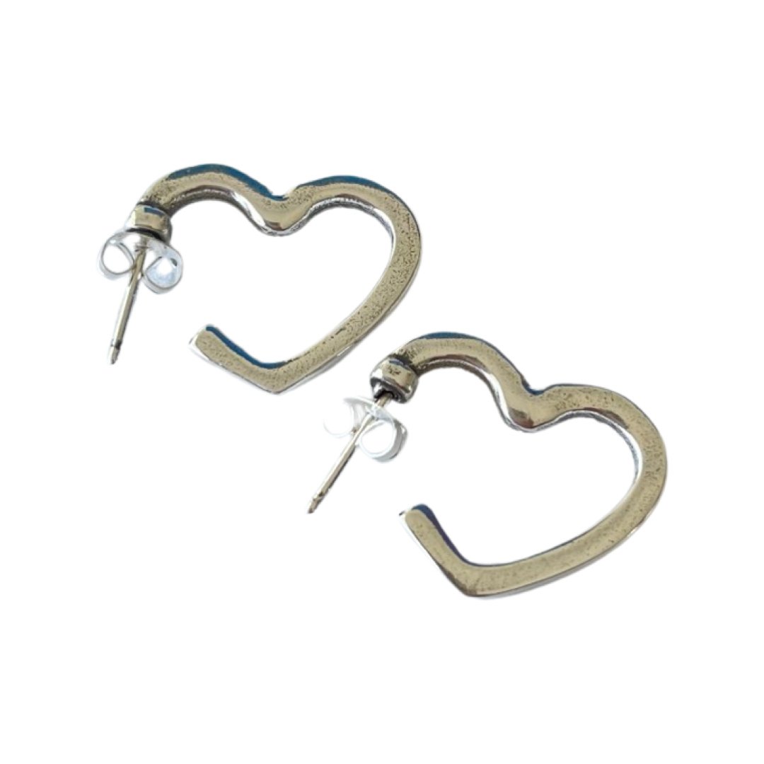 TUCCO HEART SHAPED HALF HOOP EARRINGS - Carol & Co Jewelry