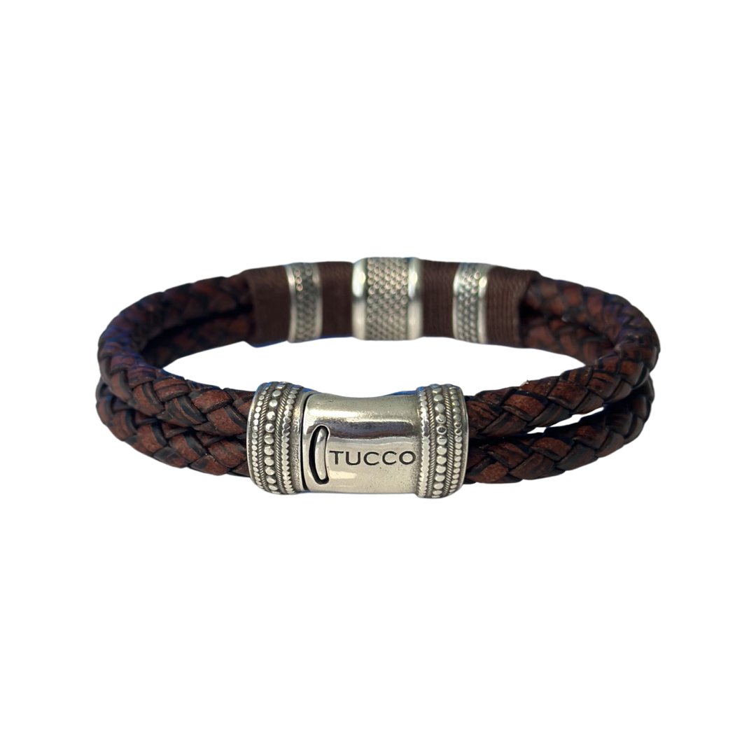 TUCCO MEN DOUBLE BRAIDED TUBE LEATHER BRACELET - Carol & Co Jewelry