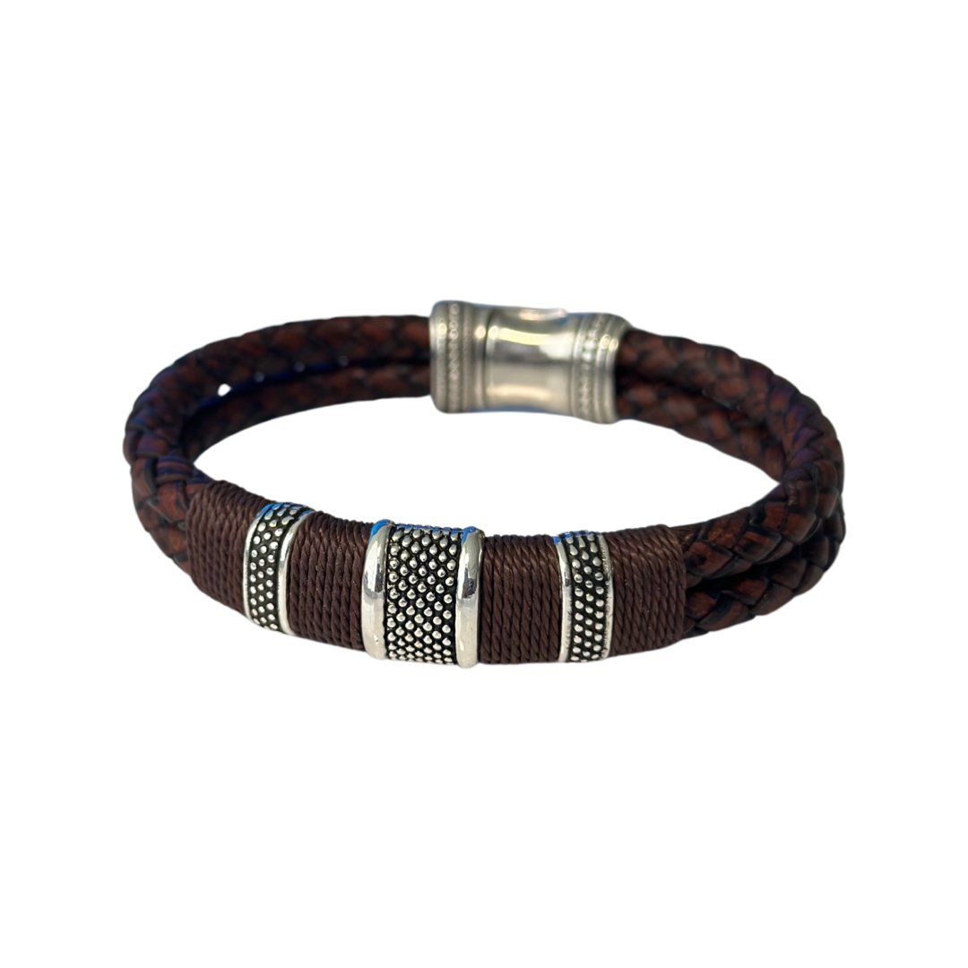 TUCCO MEN DOUBLE BRAIDED TUBE LEATHER BRACELET - Carol & Co Jewelry